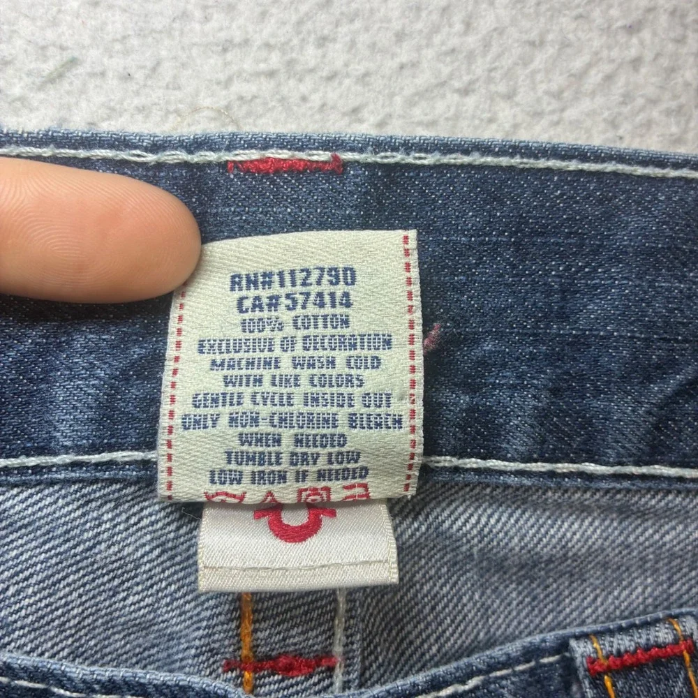 Vintage True Religion Baggy Jeans Men 36x34 Blue Embroidered Loose Straight USA